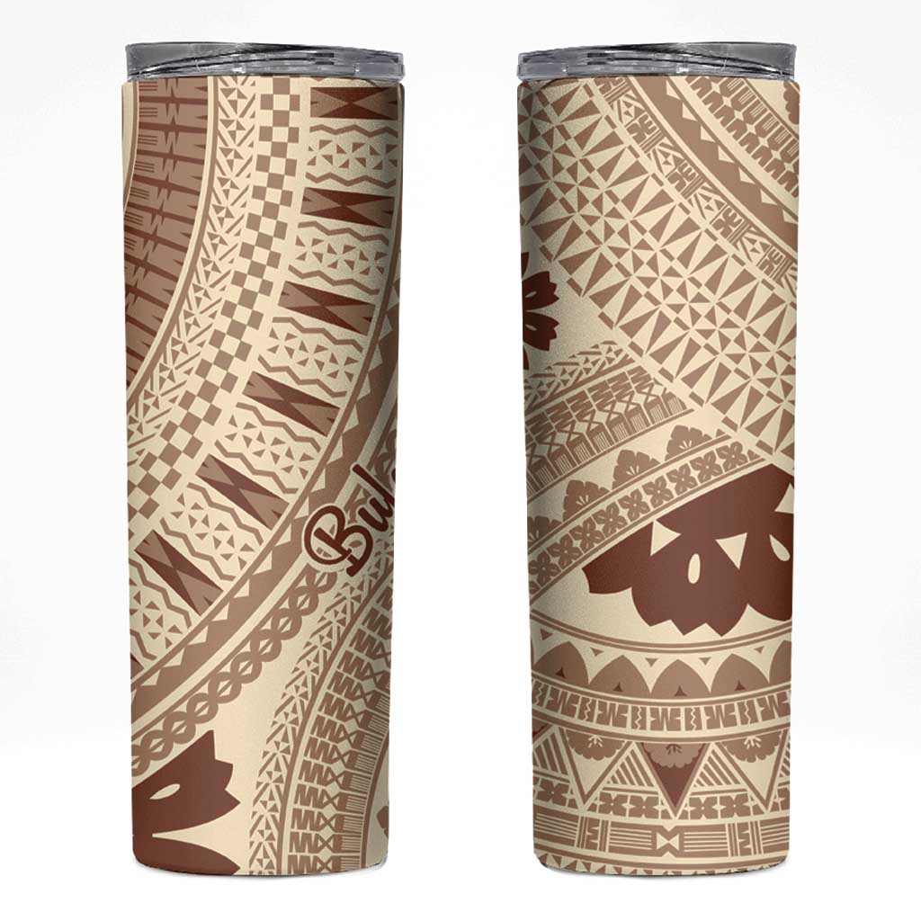 Bula Fiji Classic Masi Tapa Skinny Tumbler Vintage Beige LT7 Beige - Polynesian Pride