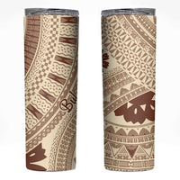 Bula Fiji Classic Masi Tapa Skinny Tumbler Vintage Beige LT7 Beige - Polynesian Pride