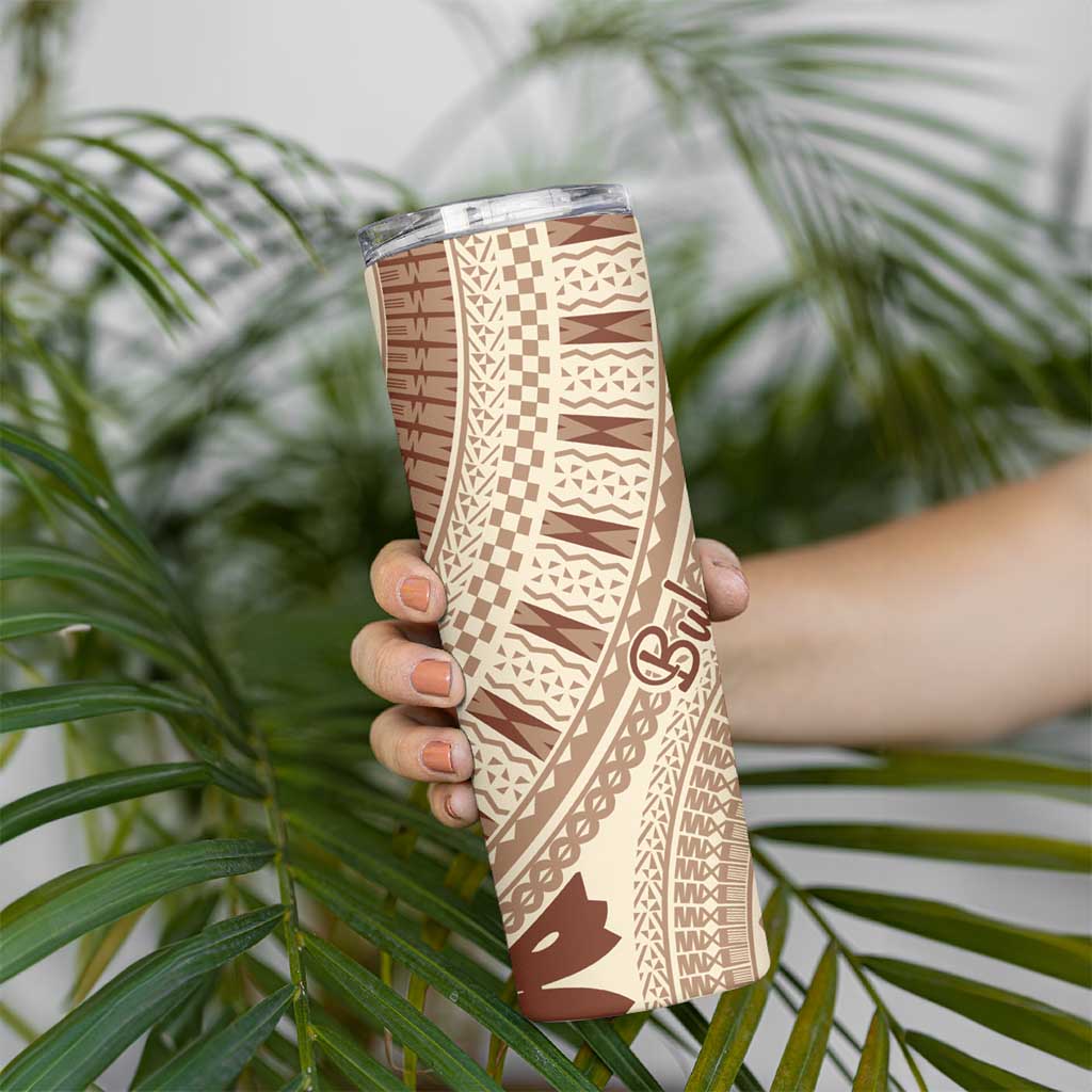 Bula Fiji Classic Masi Tapa Skinny Tumbler Vintage Beige LT7 - Polynesian Pride