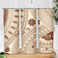 Bula Fiji Classic Masi Tapa Skinny Tumbler Vintage Beige LT7 - Polynesian Pride