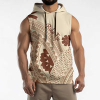 Bula Fiji Classic Masi Tapa Sleeveless Hoodie Vintage Beige - Polynesian Pride