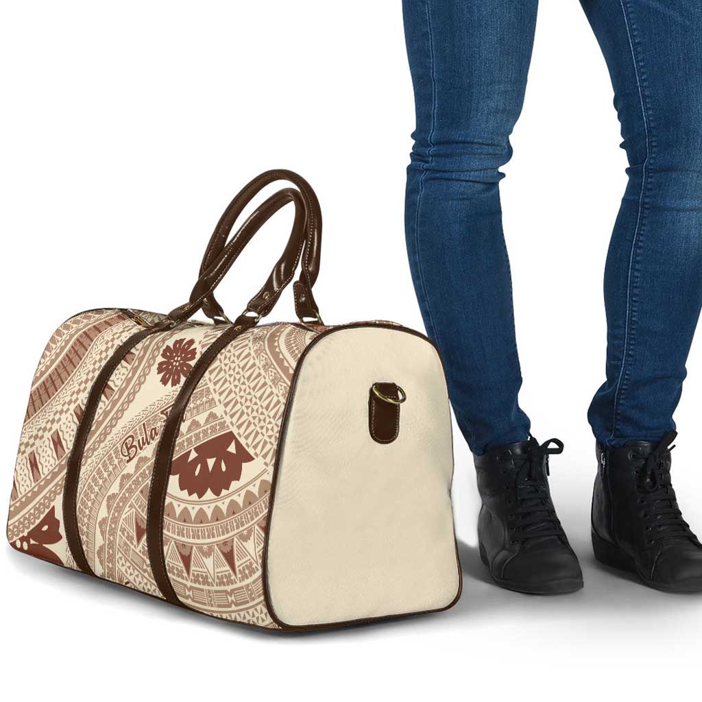 Bula Fiji Classic Masi Tapa Travel Bag Vintage Beige - Polynesian Pride