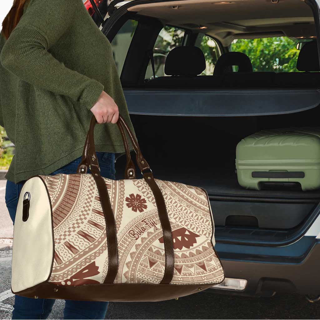 Bula Fiji Classic Masi Tapa Travel Bag Vintage Beige - Polynesian Pride