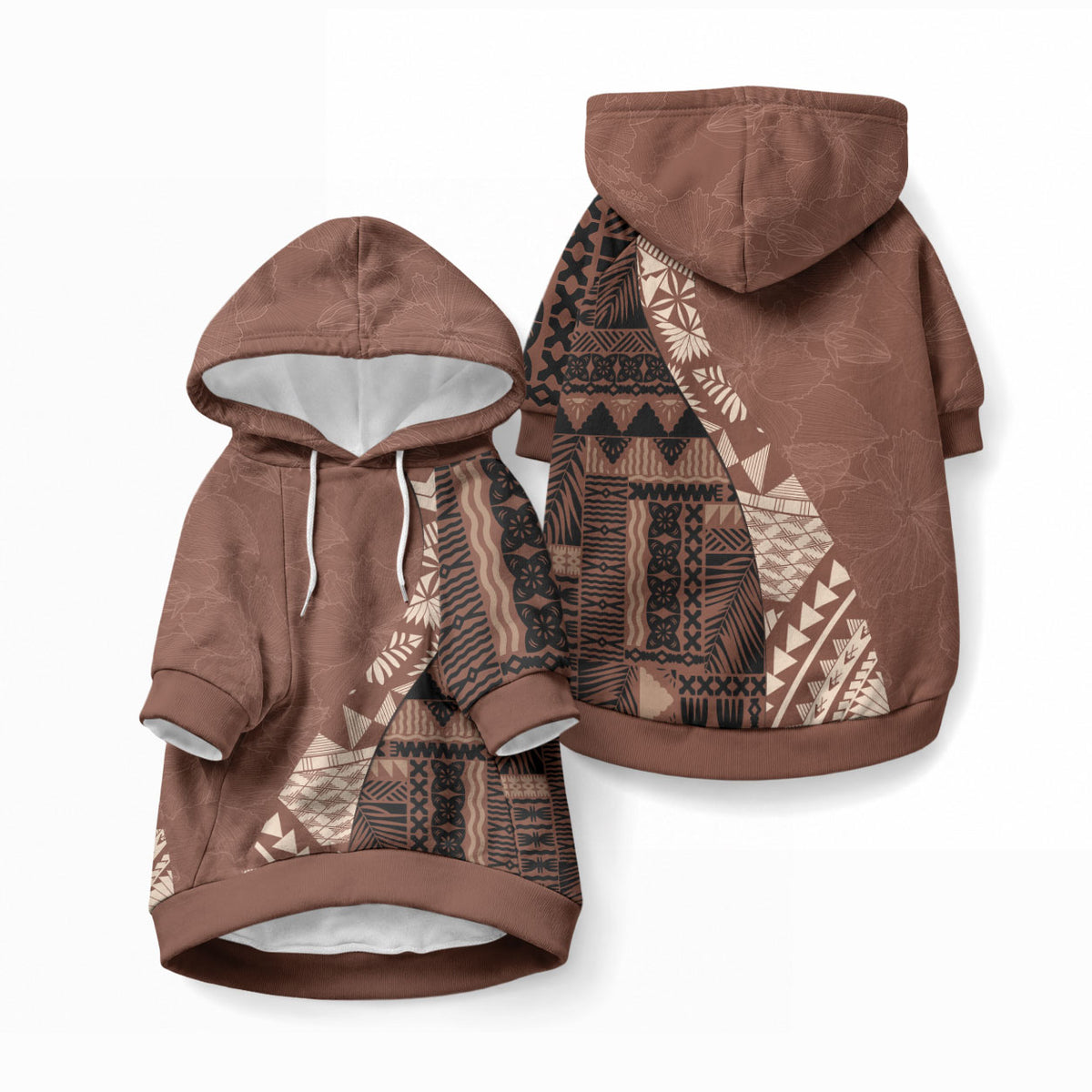 Bula Fiji Pet Hoodie Tribal Masi Tapa - Brown