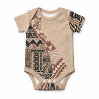 Bula Fiji Baby Onesie Tribal Masi Tapa - Beige