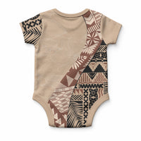 Bula Fiji Baby Onesie Tribal Masi Tapa - Beige