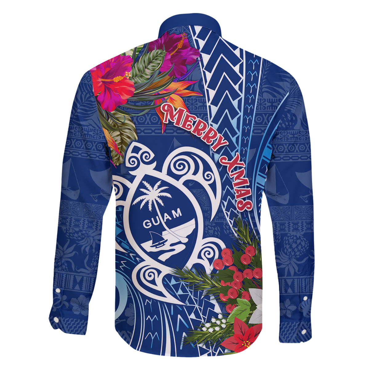 Guam Christmas Family Matching Off Shoulder Maxi Dress and Hawaiian Shirt Turtle Mix Tapa Felis Pasgua LT7 - Polynesian Pride