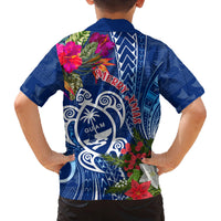 Guam Christmas Family Matching Tank Maxi Dress and Hawaiian Shirt Turtle Mix Tapa Felis Pasgua LT7 - Polynesian Pride
