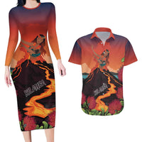 Hawaii Kilauea Volcano Couples Matching Long Sleeve Bodycon Dress and Hawaiian Shirt Pele Goddess LT7 Colorful - Polynesian Pride