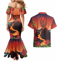Hawaii Kilauea Volcano Couples Matching Mermaid Dress and Hawaiian Shirt Pele Goddess LT7 - Polynesian Pride