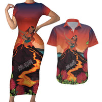 Hawaii Kilauea Volcano Couples Matching Short Sleeve Bodycon Dress and Hawaiian Shirt Pele Goddess LT7 Colorful - Polynesian Pride
