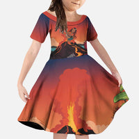 Hawaii Kilauea Volcano Family Matching Mermaid Dress and Hawaiian Shirt Pele Goddess LT7 Daughter's Dress Colorful - Polynesian Pride
