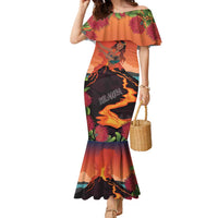 Hawaii Kilauea Volcano Family Matching Mermaid Dress and Hawaiian Shirt Pele Goddess LT7 Mom's Dress Colorful - Polynesian Pride