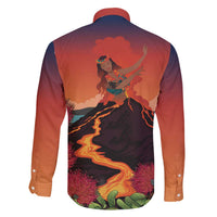 Hawaii Kilauea Volcano Family Matching Off The Shoulder Long Sleeve Dress and Hawaiian Shirt Pele Goddess LT7 - Polynesian Pride