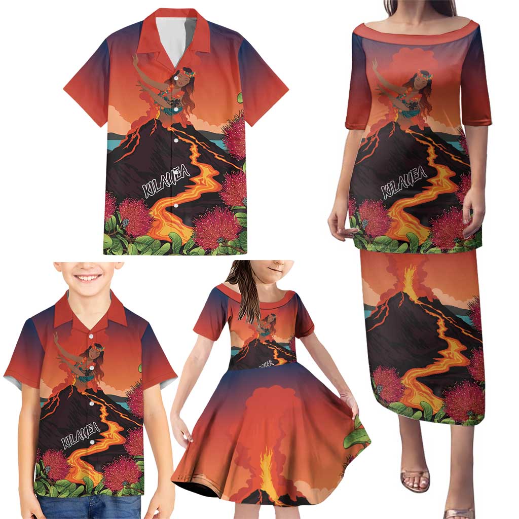 Hawaii Kilauea Volcano Family Matching Puletasi and Hawaiian Shirt Pele Goddess LT7 - Polynesian Pride