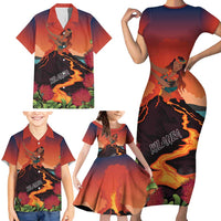 Hawaii Kilauea Volcano Family Matching Short Sleeve Bodycon Dress and Hawaiian Shirt Pele Goddess LT7 - Polynesian Pride
