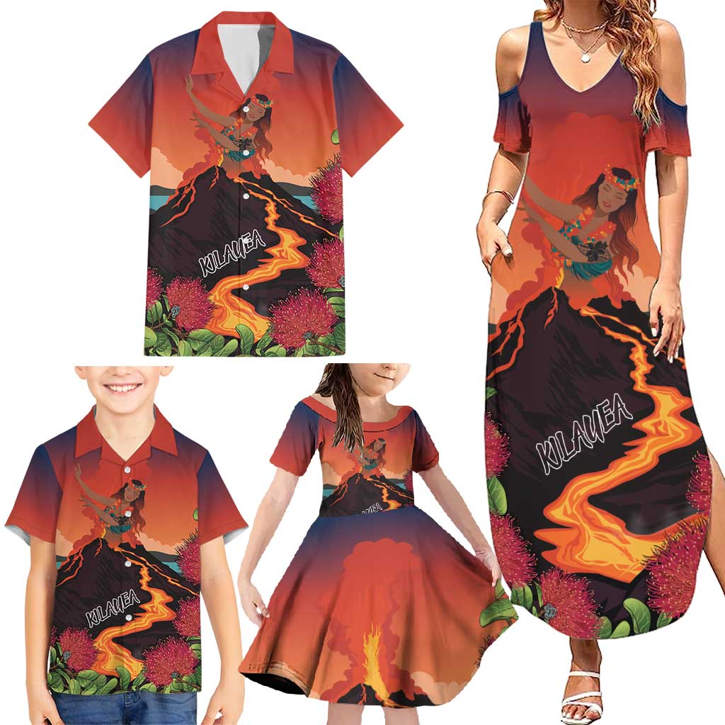 Hawaii Kilauea Volcano Family Matching Summer Maxi Dress and Hawaiian Shirt Pele Goddess LT7 - Polynesian Pride