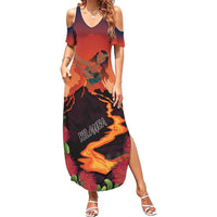 Hawaii Kilauea Volcano Family Matching Summer Maxi Dress and Hawaiian Shirt Pele Goddess LT7 Mom's Dress Colorful - Polynesian Pride