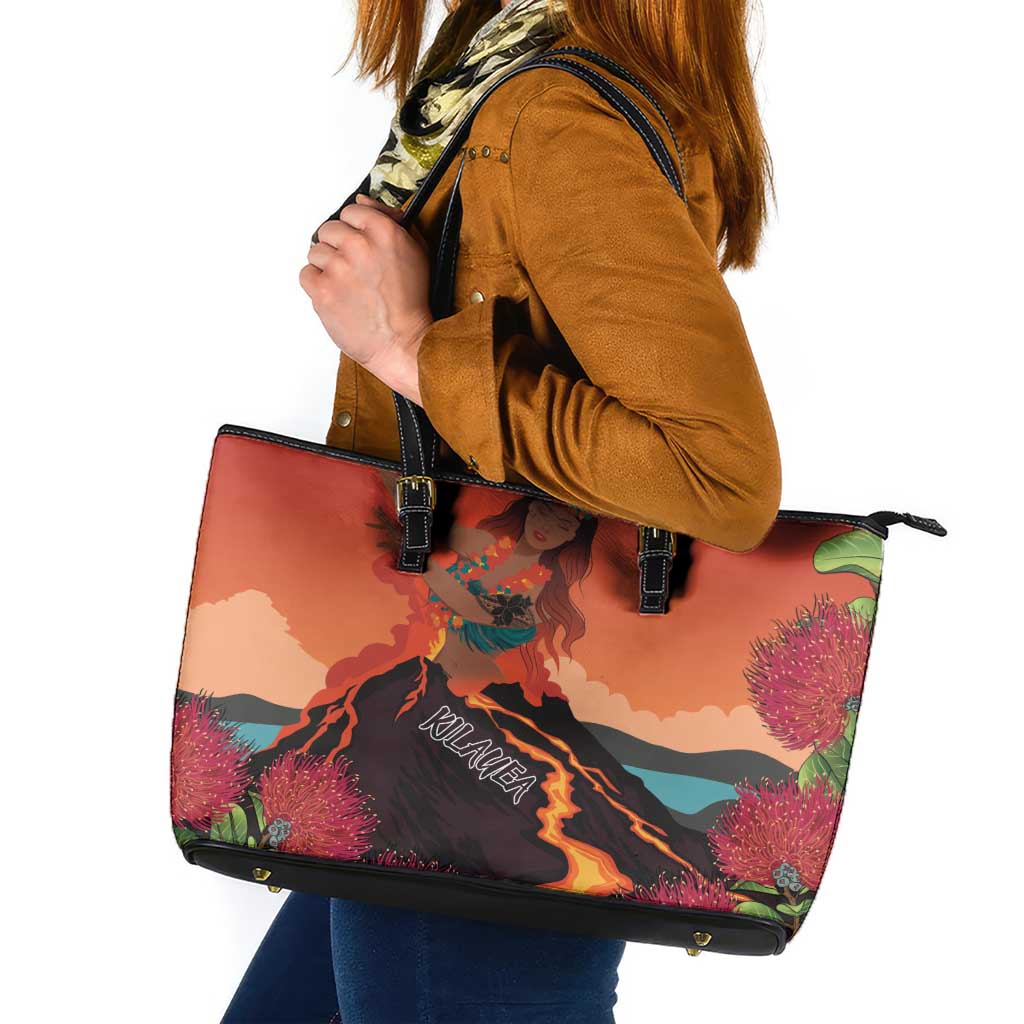Hawaii Kilauea Volcano Leather Tote Bag Pele Goddess LT7 Colorful - Polynesian Pride