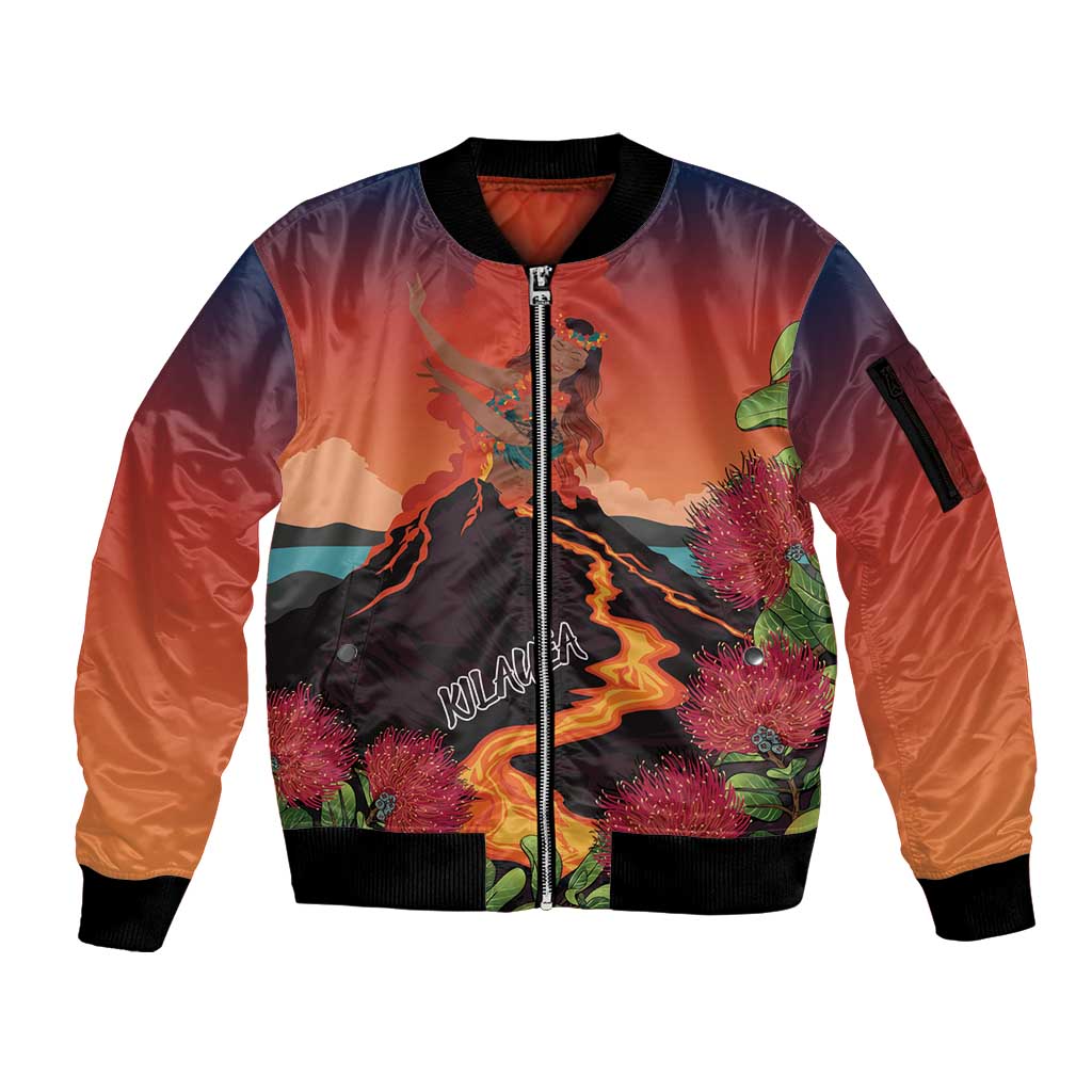Hawaii Kilauea Volcano Sleeve Zip Bomber Jacket Pele Goddess LT7 Unisex Colorful - Polynesian Pride