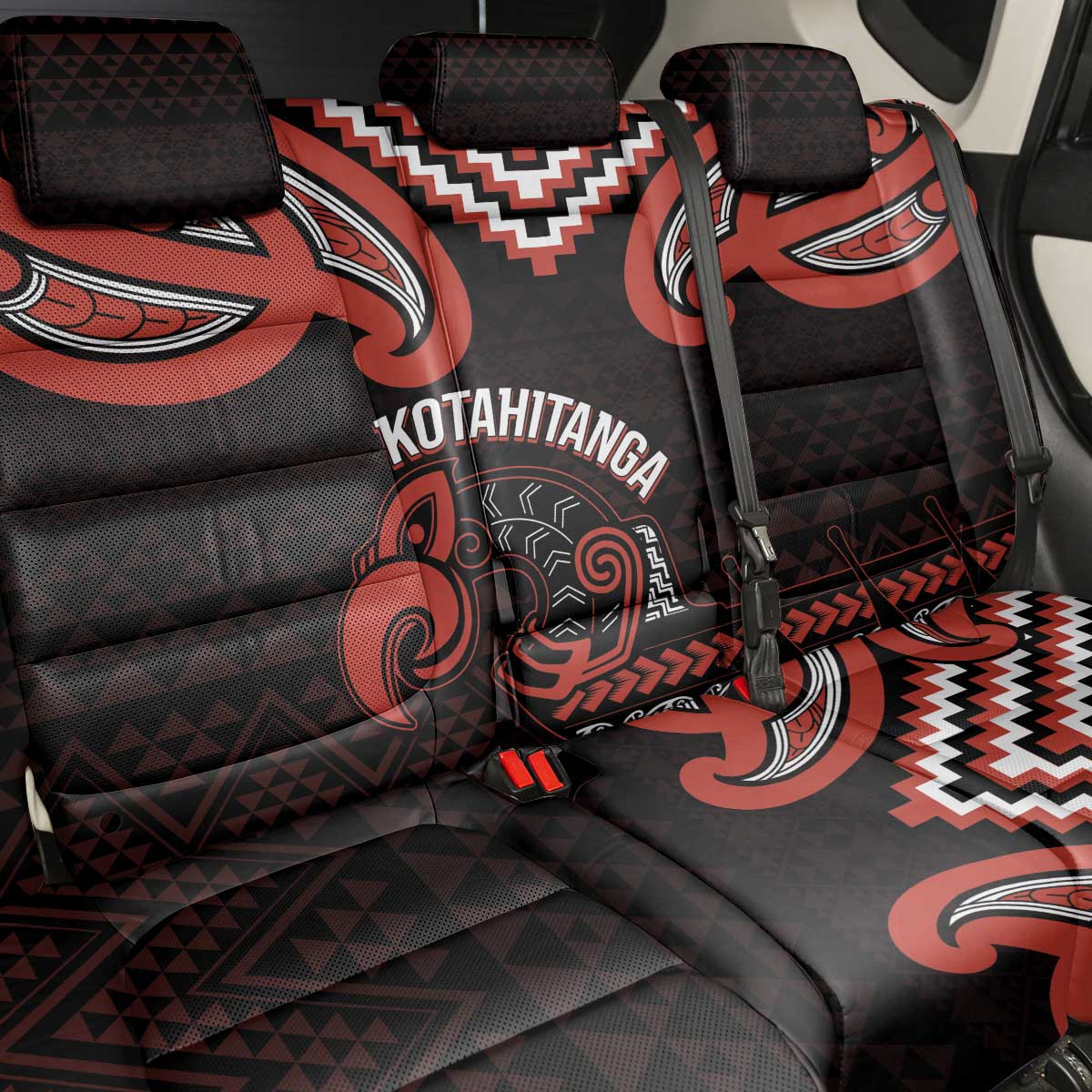 Maori Waitangi Back Car Seat Cover Kotahitanga Poutama Mix Whakairo LT7 - Polynesian Pride