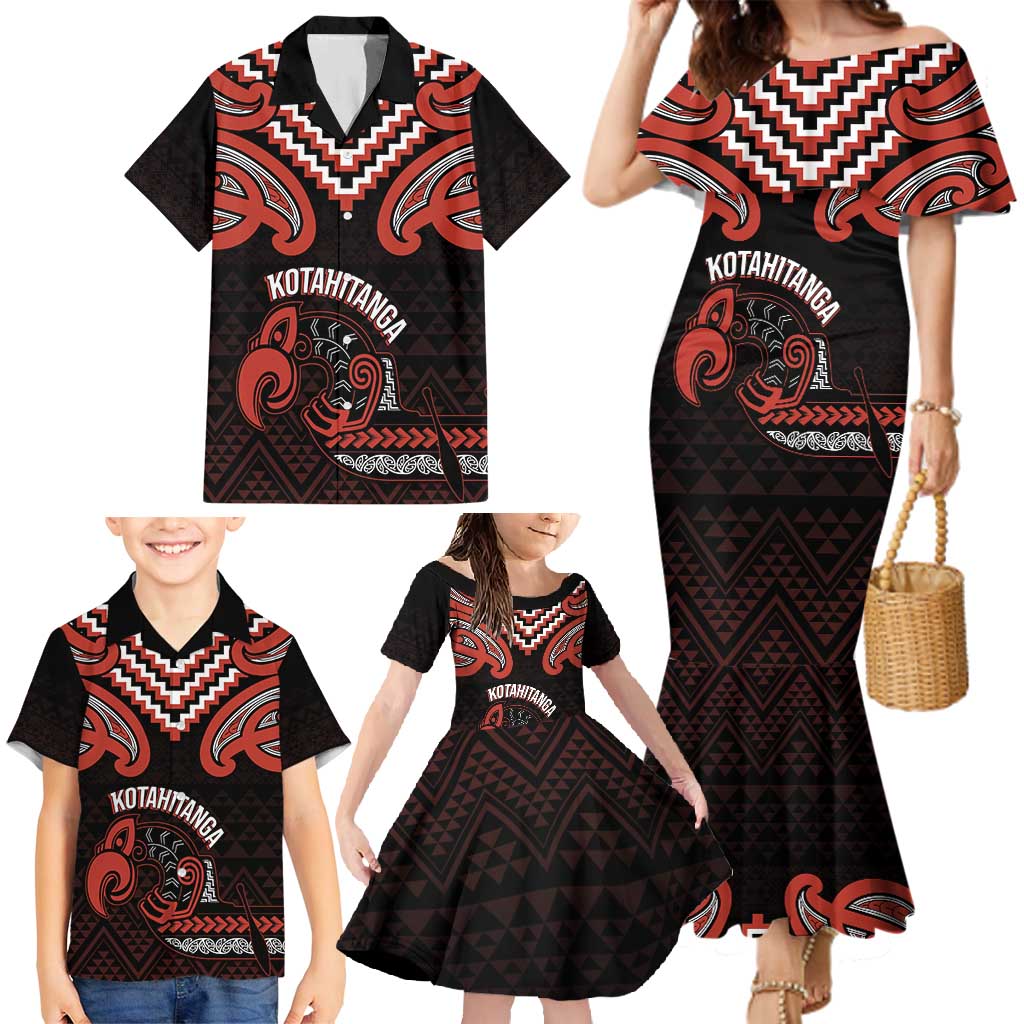 Maori Waitangi Family Matching Mermaid Dress and Hawaiian Shirt Kotahitanga Poutama Mix Whakairo - Polynesian Pride