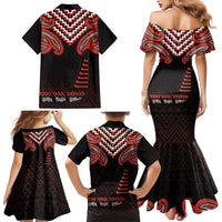 Maori Waitangi Family Matching Mermaid Dress and Hawaiian Shirt Kotahitanga Poutama Mix Whakairo LT7 - Polynesian Pride