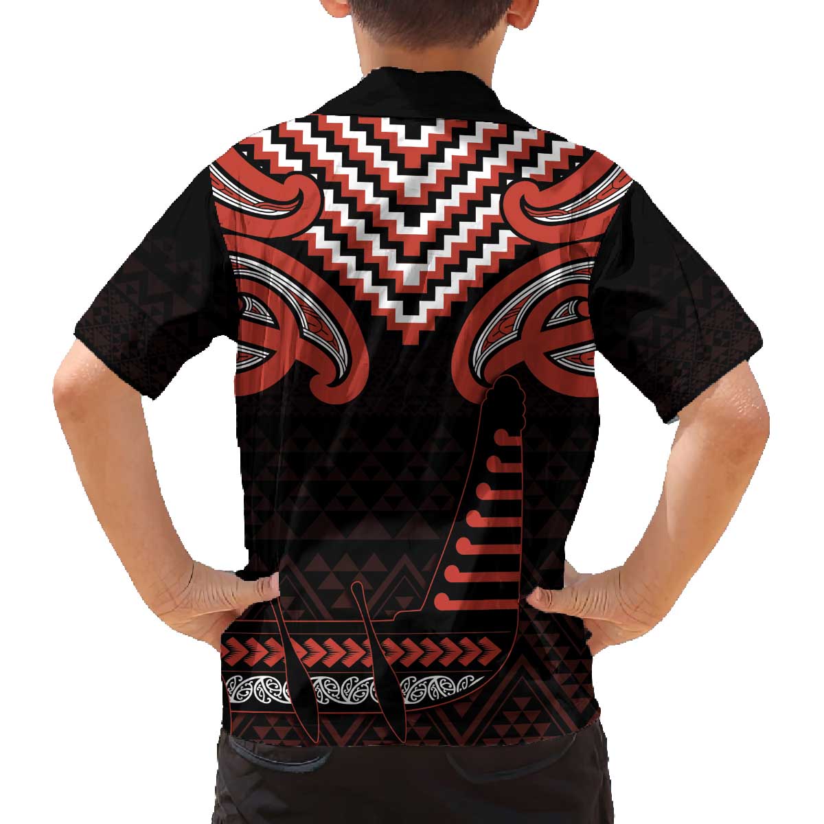 Maori Waitangi Family Matching Off The Shoulder Long Sleeve Dress and Hawaiian Shirt Kotahitanga Poutama Mix Whakairo LT7 - Polynesian Pride