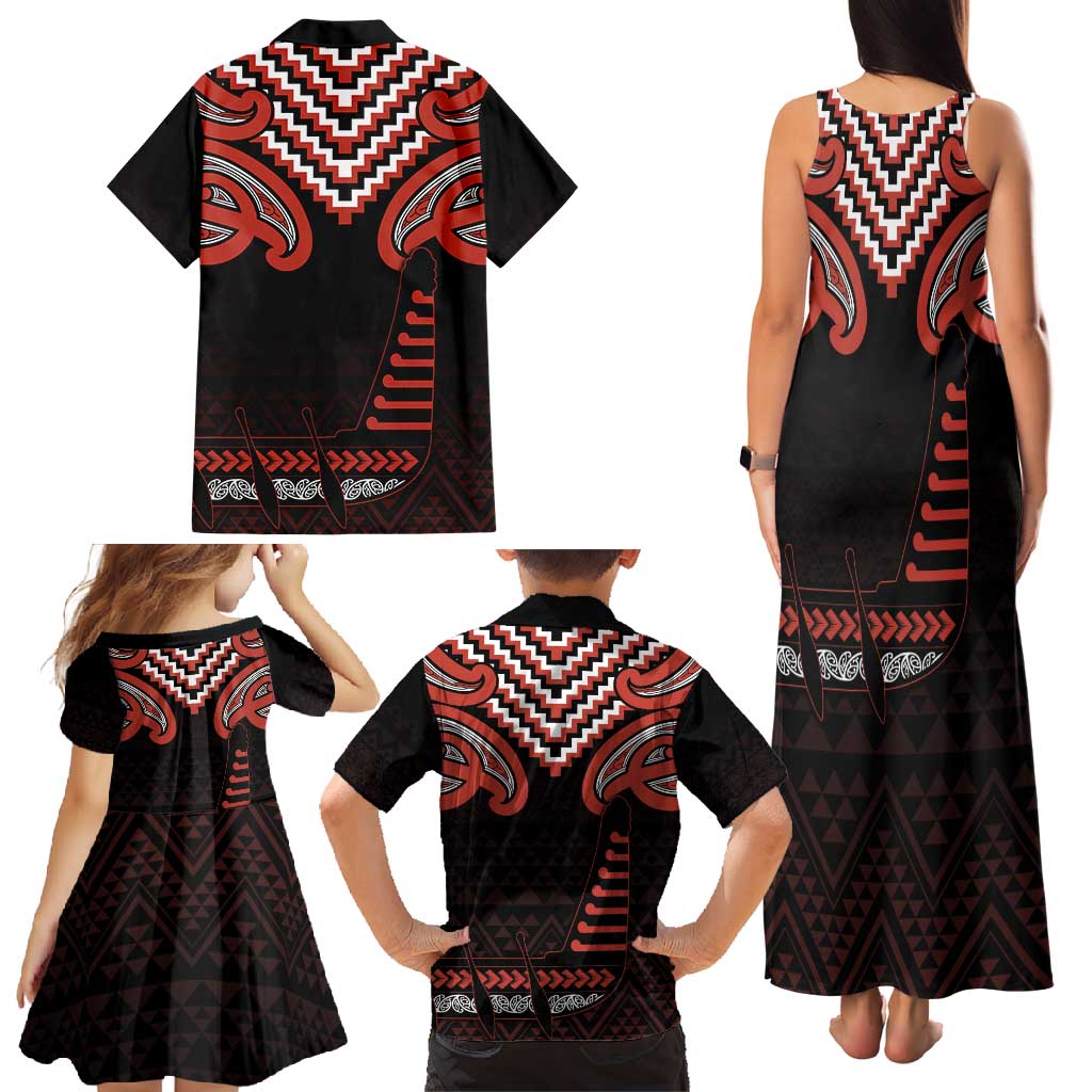Maori Waitangi Family Matching Tank Maxi Dress and Hawaiian Shirt Kotahitanga Poutama Mix Whakairo LT7 - Polynesian Pride