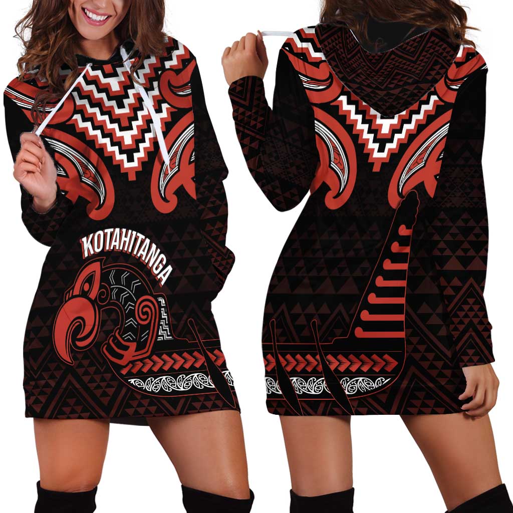 Maori Waitangi Hoodie Dress Kotahitanga Poutama Mix Whakairo LT7 - Polynesian Pride