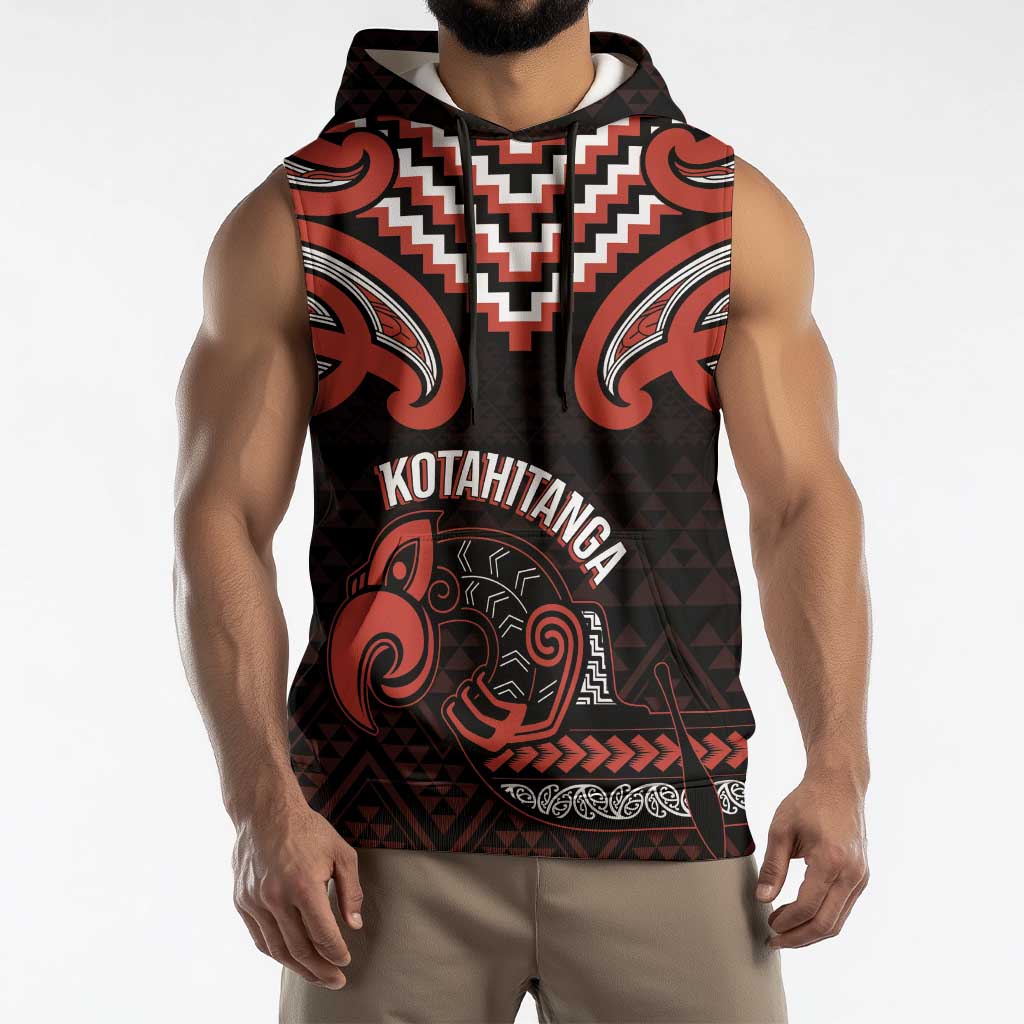 Maori Waitangi Sleeveless Hoodie Kotahitanga Poutama Mix Whakairo - Polynesian Pride