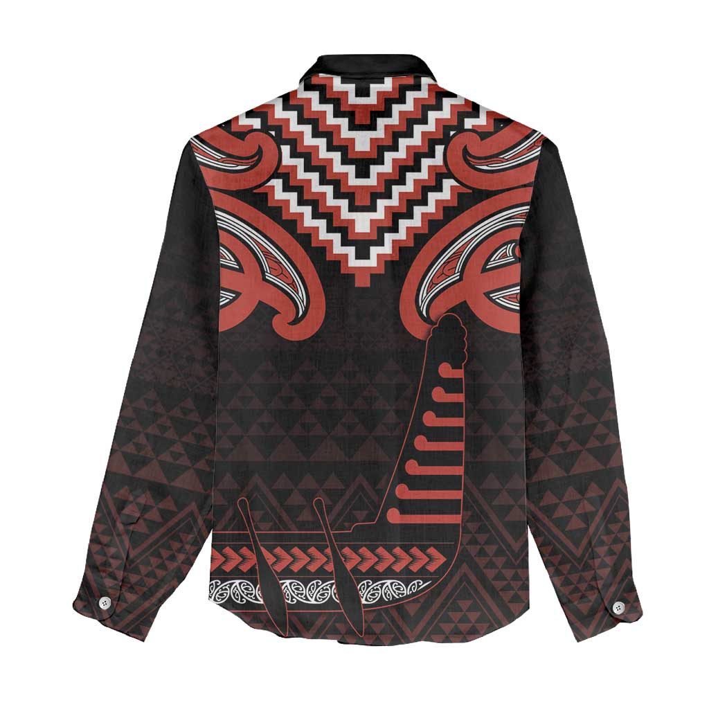 Maori Waitangi Women Casual Shirt Kotahitanga Poutama Mix Whakairo LT7 - Polynesian Pride