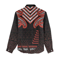 Maori Waitangi Women Casual Shirt Kotahitanga Poutama Mix Whakairo LT7 - Polynesian Pride