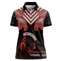 Maori Waitangi Women Polo Shirt Kotahitanga Poutama Mix Whakairo LT7 Female Black - Polynesian Pride