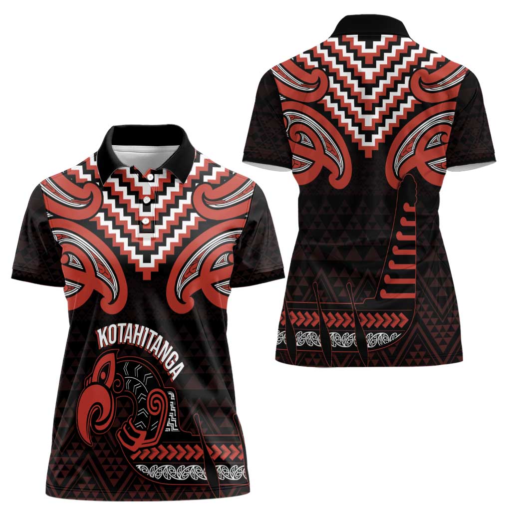 Maori Waitangi Women Polo Shirt Kotahitanga Poutama Mix Whakairo LT7 - Polynesian Pride