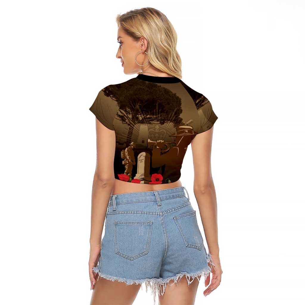 Australia - New Zealand ANZAC Lone Pine Raglan Cropped T Shirt The Last Post