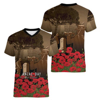 Australia - New Zealand ANZAC Lone Pine Women V-Neck T-Shirt The Last Post LT7 - Polynesian Pride