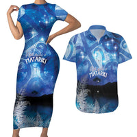 NZ Maori Matariki Scenery Couples Matching Short Sleeve Bodycon Dress and Hawaiian Shirt Galaxy Sky LT7 Galaxy - Polynesian Pride