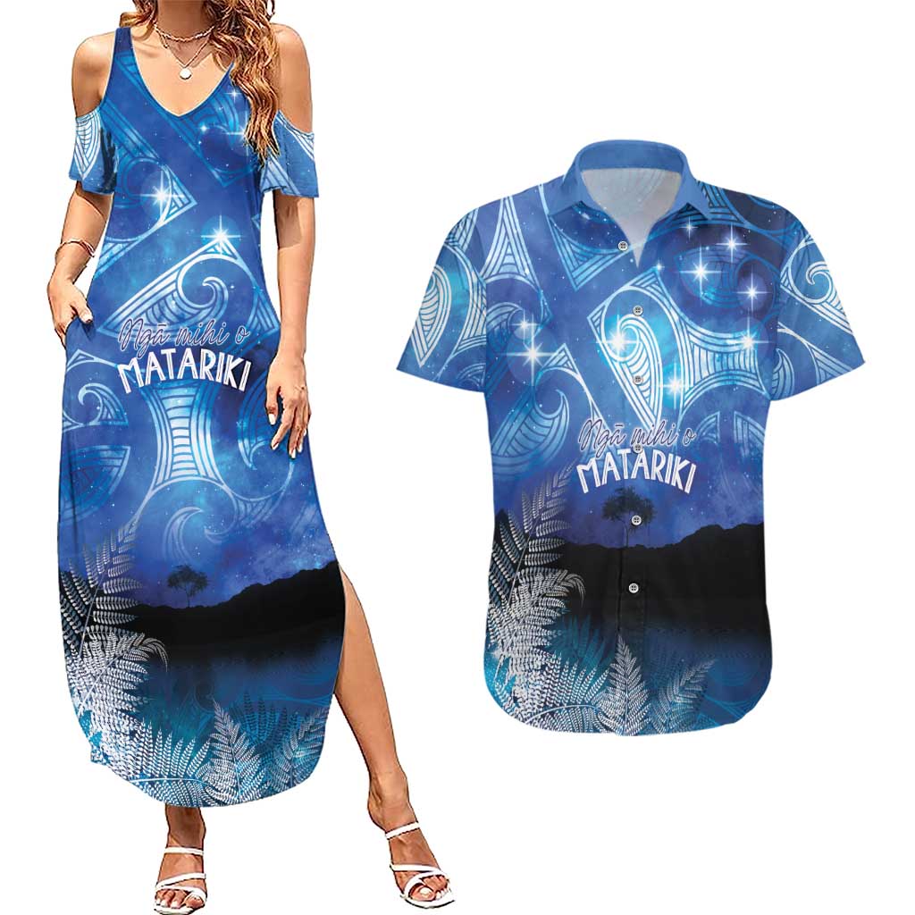 NZ Maori Matariki Scenery Couples Matching Summer Maxi Dress and Hawaiian Shirt Galaxy Sky