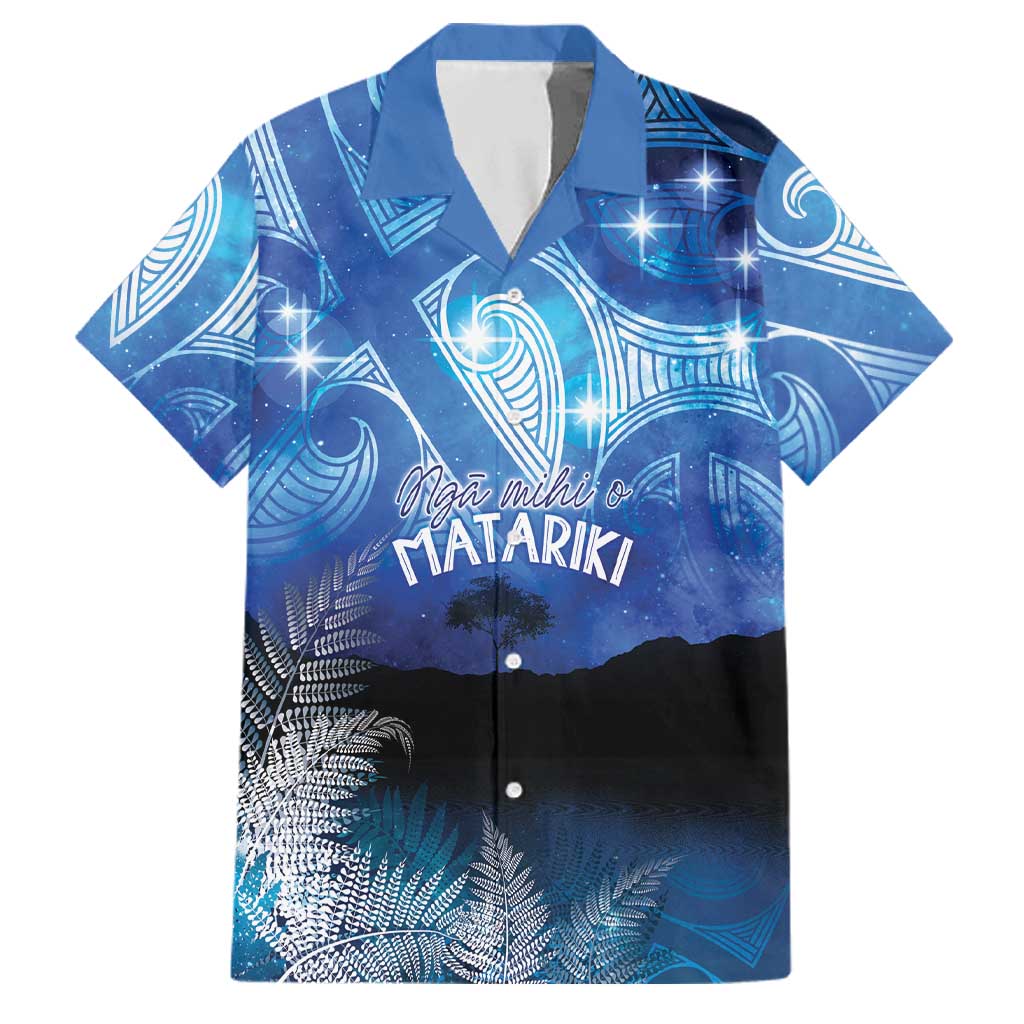NZ Maori Matariki Scenery Family Matching Long Sleeve Bodycon Dress and Hawaiian Shirt Galaxy Sky LT7 Dad's Shirt - Short Sleeve Galaxy - Polynesian Pride