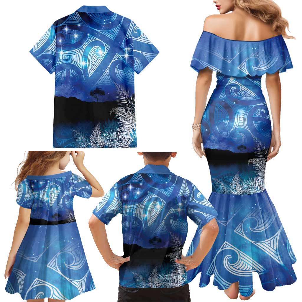 NZ Maori Matariki Scenery Family Matching Mermaid Dress and Hawaiian Shirt Galaxy Sky LT7 - Polynesian Pride