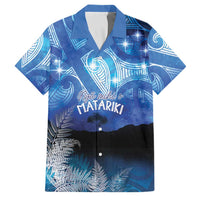NZ Maori Matariki Scenery Family Matching Off The Shoulder Long Sleeve Dress and Hawaiian Shirt Galaxy Sky LT7 Dad's Shirt - Short Sleeve Galaxy - Polynesian Pride