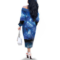 NZ Maori Matariki Scenery Family Matching Off The Shoulder Long Sleeve Dress and Hawaiian Shirt Galaxy Sky LT7 - Polynesian Pride