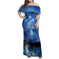 NZ Maori Matariki Scenery Family Matching Off Shoulder Maxi Dress and Hawaiian Shirt Galaxy Sky LT7 Mom's Dress Galaxy - Polynesian Pride