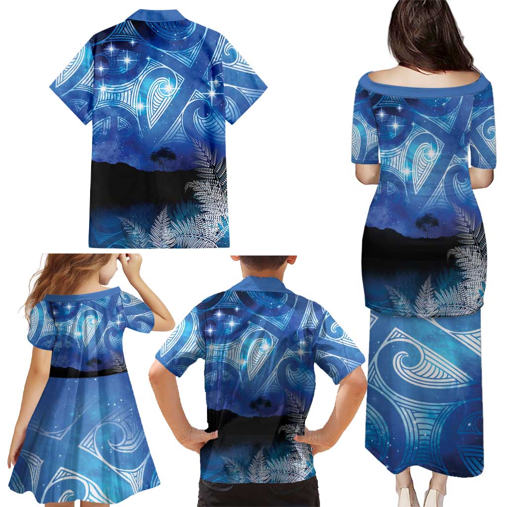 NZ Maori Matariki Scenery Family Matching Puletasi and Hawaiian Shirt Galaxy Sky LT7 - Polynesian Pride