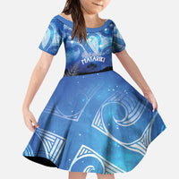 NZ Maori Matariki Scenery Family Matching Tank Maxi Dress and Hawaiian Shirt Galaxy Sky LT7 Daughter's Dress Galaxy - Polynesian Pride