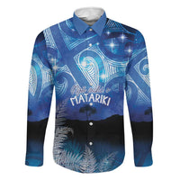 NZ Maori Matariki Scenery Family Matching Tank Maxi Dress and Hawaiian Shirt Galaxy Sky LT7 Dad's Shirt - Long Sleeve Galaxy - Polynesian Pride