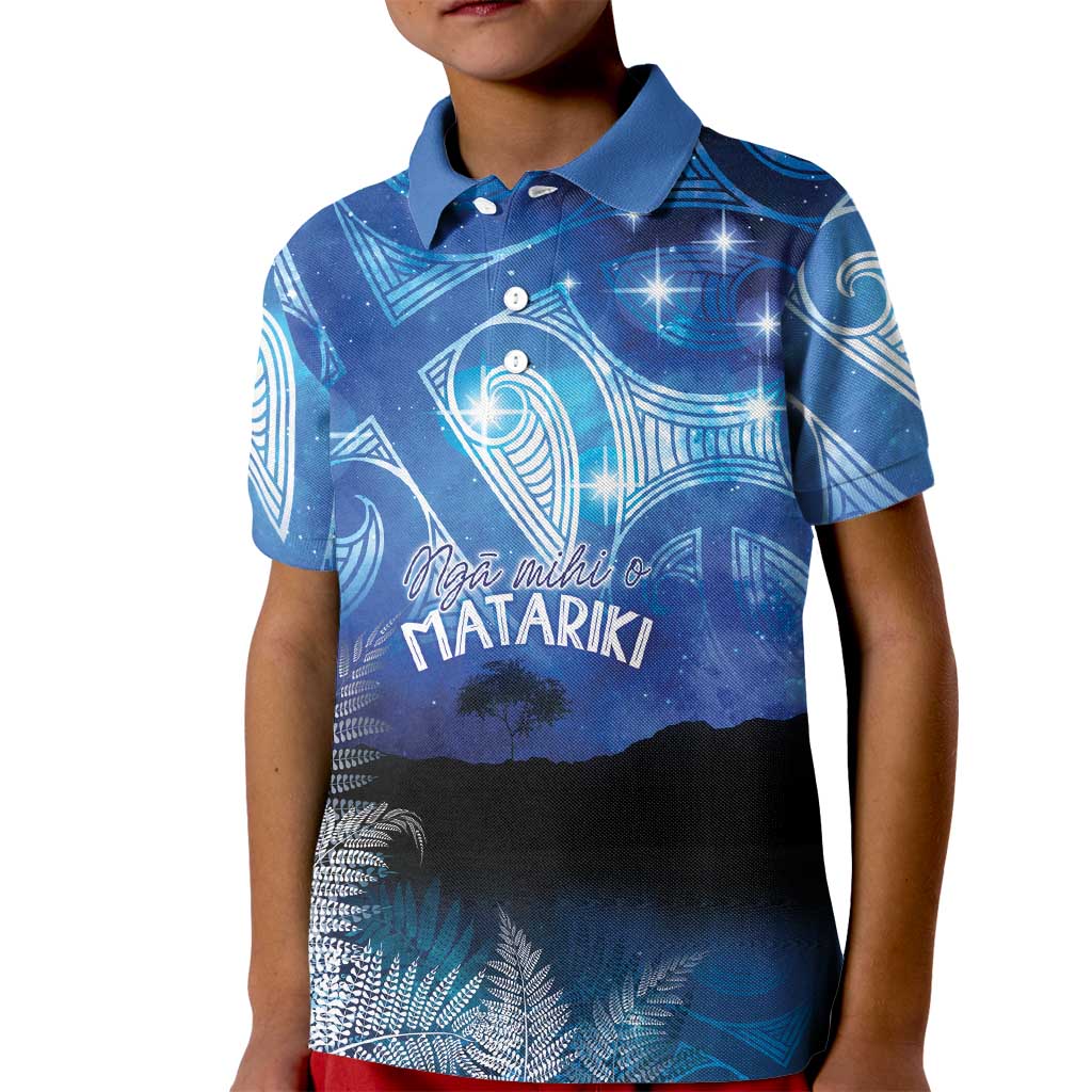 NZ Maori Matariki Scenery Kid Polo Shirt Galaxy Sky LT7 Kid Galaxy - Polynesian Pride