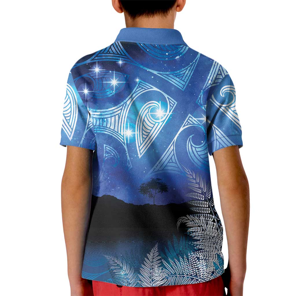 NZ Maori Matariki Scenery Kid Polo Shirt Galaxy Sky LT7 - Polynesian Pride