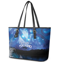 NZ Maori Matariki Scenery Leather Tote Bag Galaxy Sky